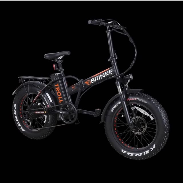 E-bike pieghevole Brinke Troll nera e arancione